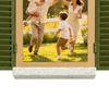 Key Holder with Hidden Storage Shelf, Mediterranean-Style Window Frame Photo Display Stand, Functional Entryway Organizer with Blinds Decor