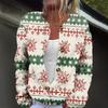 Women's Fashion Christmas Print Long Sleeve Knitted Cardigan Button Jacket