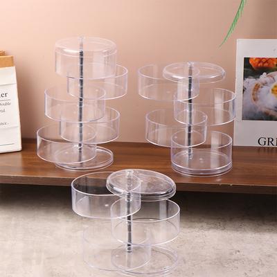 Caixa de Armazenamento Transparente À Prova de Poeira e À Prova d'Água Grande Capacidade Rotativa Porta Joias Porta Grampos de Cabelo Porta Joias Cosméticos