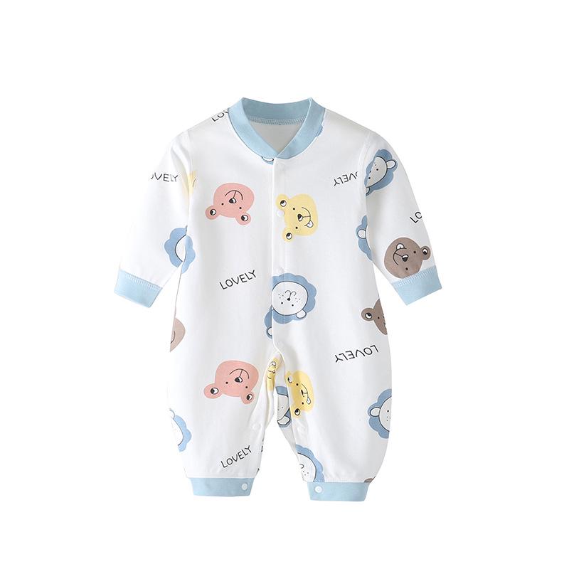 Combed Cotton Long-Sleeved Baby Romper for Newborns - Spring & Autumn