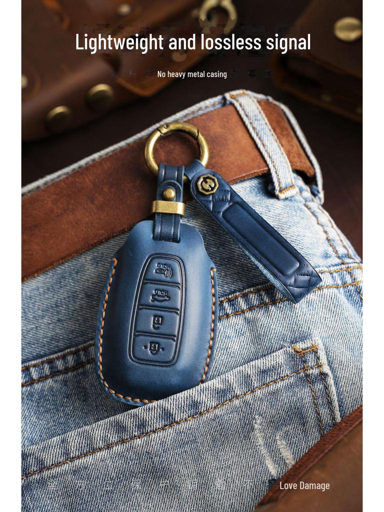 Vintage Leather Car Key Cover for Fiesta with Buckle