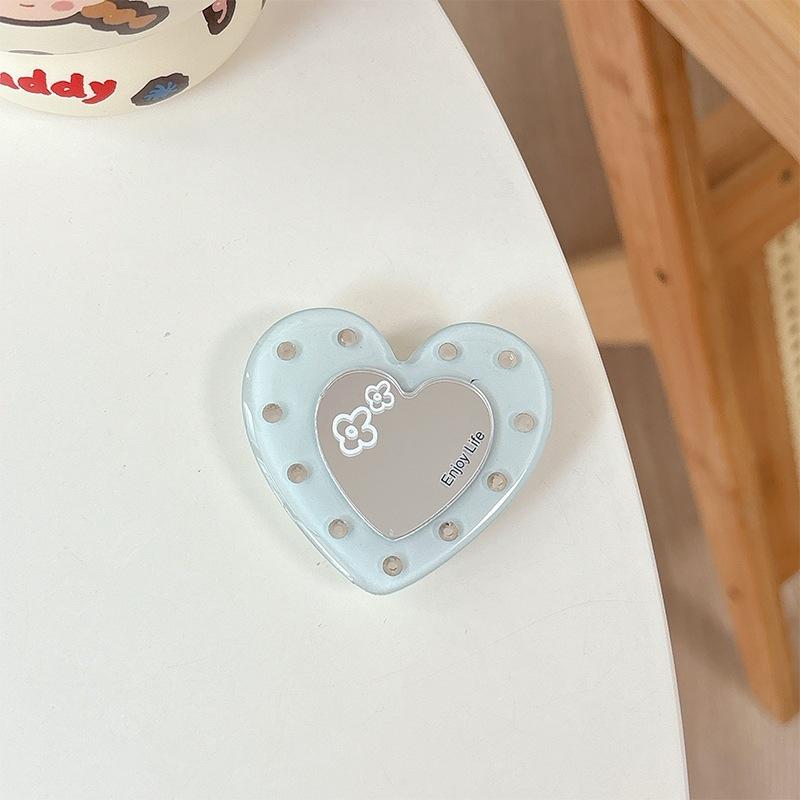 Love Small Mirror Mobile Phone Airbag Holder Adhesive Rhinestone Adhesive Telescopic Folding Desktop Lazy