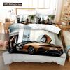 Sport Racing Car Duvet Cover Set Blue Race Car Bedding Set Full Size Boys Blue Flame Extreme Speed Sports Car Comforter Cover