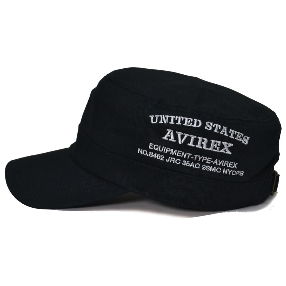 AVIREX Cotton Embroidered Work Simple Style Size Black and Cap, (Regular (Approx. 57-59cm), White)
