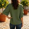Women's Loose Fit Chiffon Blouse V Neck Casual Top Lightweight Flowing Sleeve Shirt for Everyday Wear