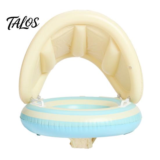 Baby-Schwimmring mit Baldachin, Aufblasbarer gestreifter Pool-Schwimmring für Kleinkinder Jungen Mädchen, UV-Sonnenschutz-Schwimmring mit Sicherheitsitz, Griff