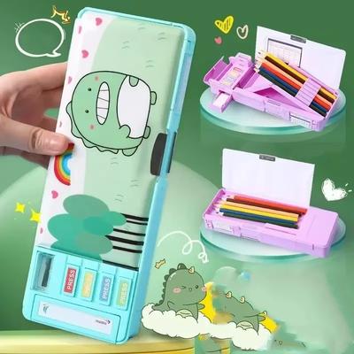 Multi Functional Primary School Cartoon Pencil Case Creative and Cute Double-layer Multifunctional Large Capacity Stationery Box