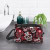 Halloween Bunte Blumige Zuckerschädel Kosmetiktaschen für Frauen Große Kapazität Reise-Make-up-Tasche Tragbar Reise Wasserdicht Geschenk