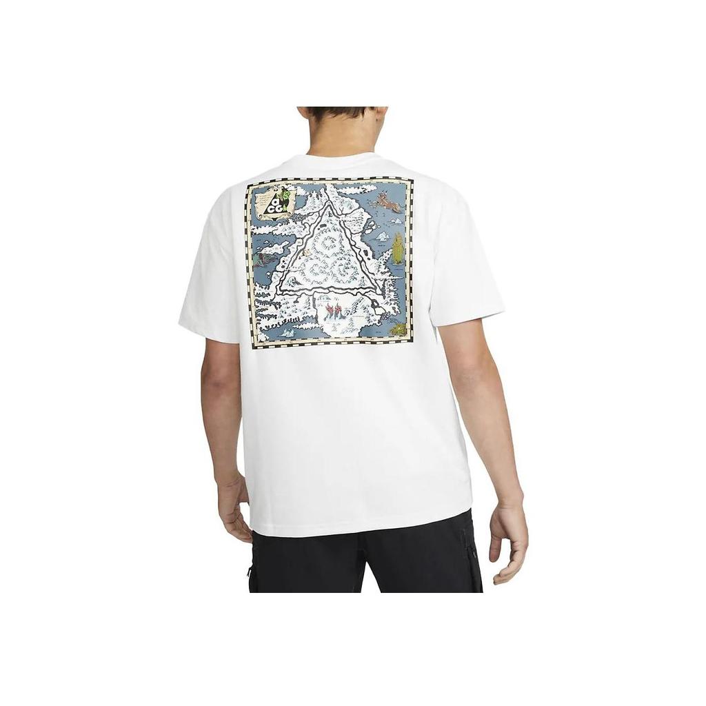 Nike Geometric Pattern Crew Neck Fitted Short Sleeve T-Shirt Men Tops White DJ5735-121
