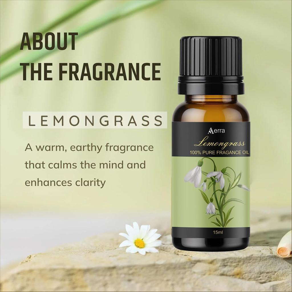 Aerra Lemongrass & Orange Fragrance Oil Combo, 2x15ml, Puja, Wedding, Diffuser, Candle Making, Festive Gift