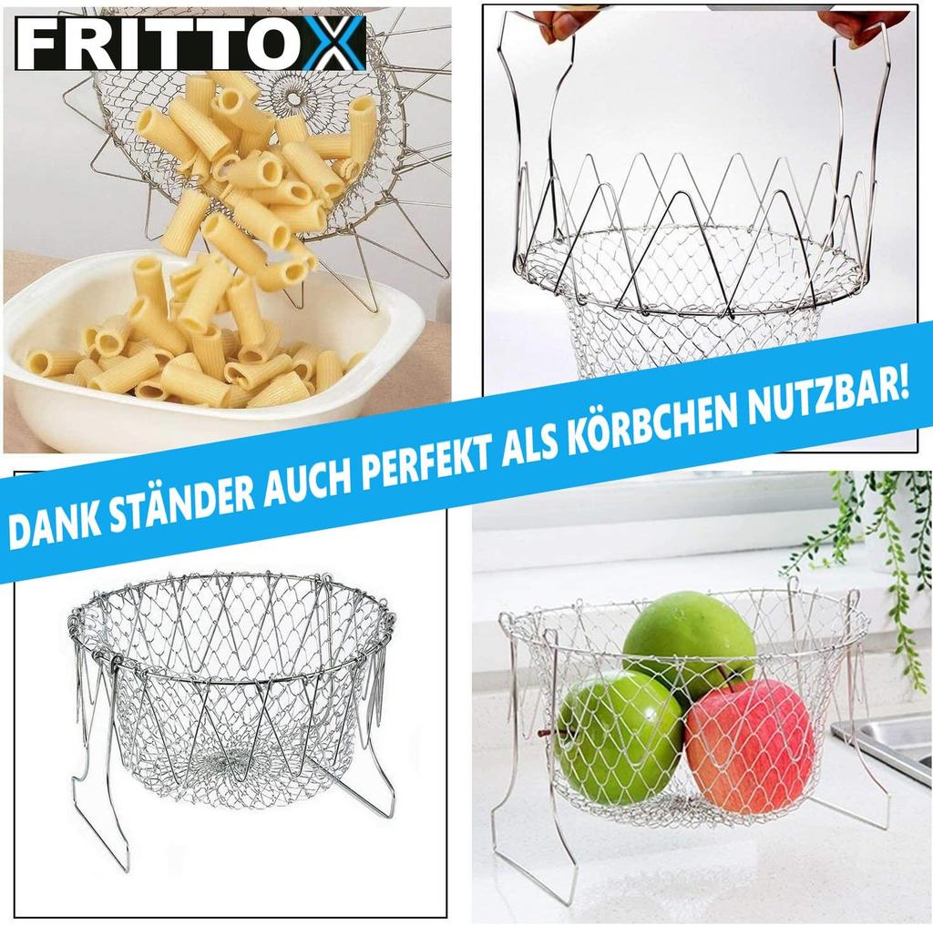FRITTOX Panier à friture Acier inoxydable Casserole Tamis filtrant Pliable Tamis Petit panier à friture