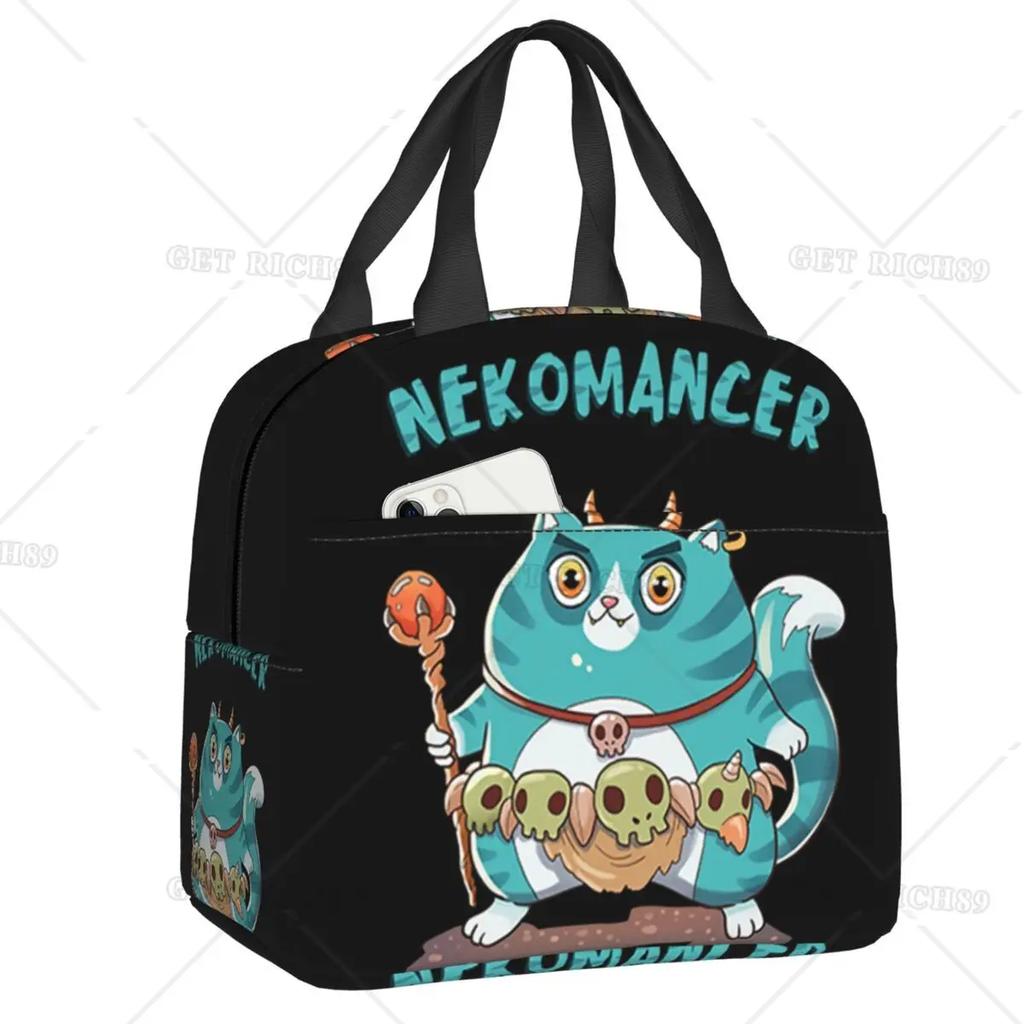 Satanic  Cat Insulated Lunch Bag Waterproof Thermal Cooler Lunch Box with Side Pocket for Women Men Kids Camping Travel