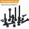 VIGRUE 1/4-20 Flat Socket Head Screw Assortment Furniture Bolts Countersunk Screws Lock Nuts Kit, Stainless Steel 18-8 (304), Black Oxide, Length