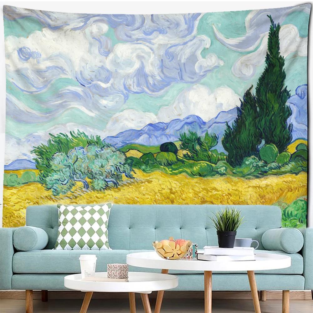 Sea Voyage Oil Painting Tapestry Wall Hanging Van Gogh Art Bedroom Living Room Home