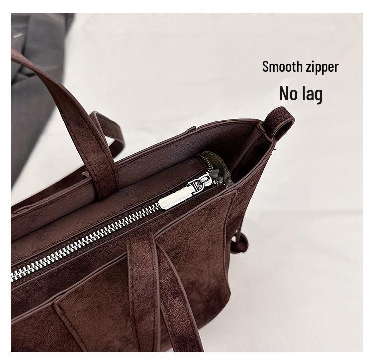 Retro Suede Tote Bag: Women's Large-Capacity Shoulder & Underarm Handbag In Lazy, Versatile Style