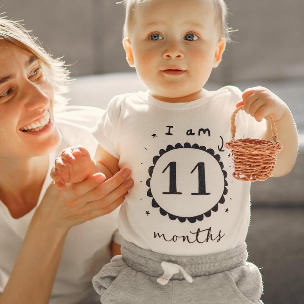 ABOOFAN 10 Pcs Mini Woven Baskets with Handles Miniature Flower Basket Wicker Picnic Basket Tiny Party Favor Container Farmhouse Decor for Crafts