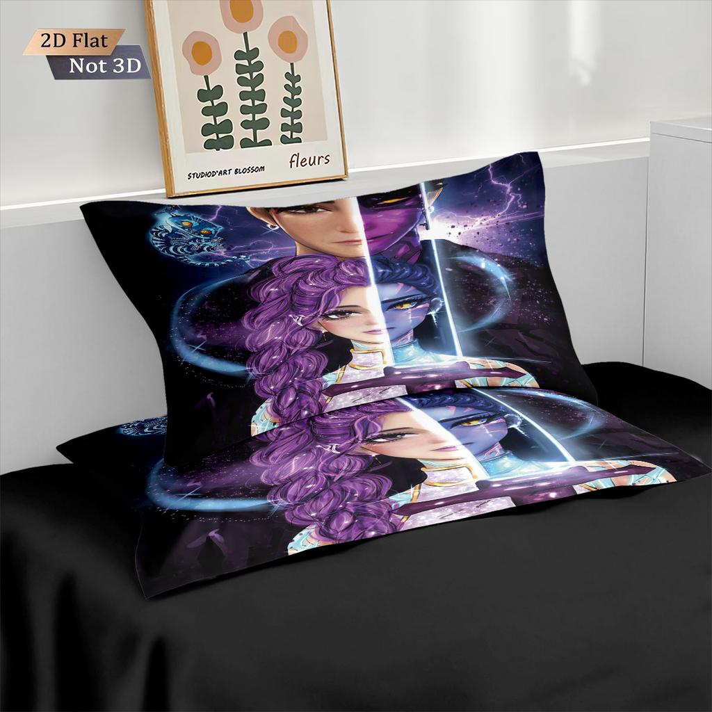 3pcs K-Pop Demon Hunters printed coreless down comforter set, multi size bedroom bedding decoration, soft and machine washable
