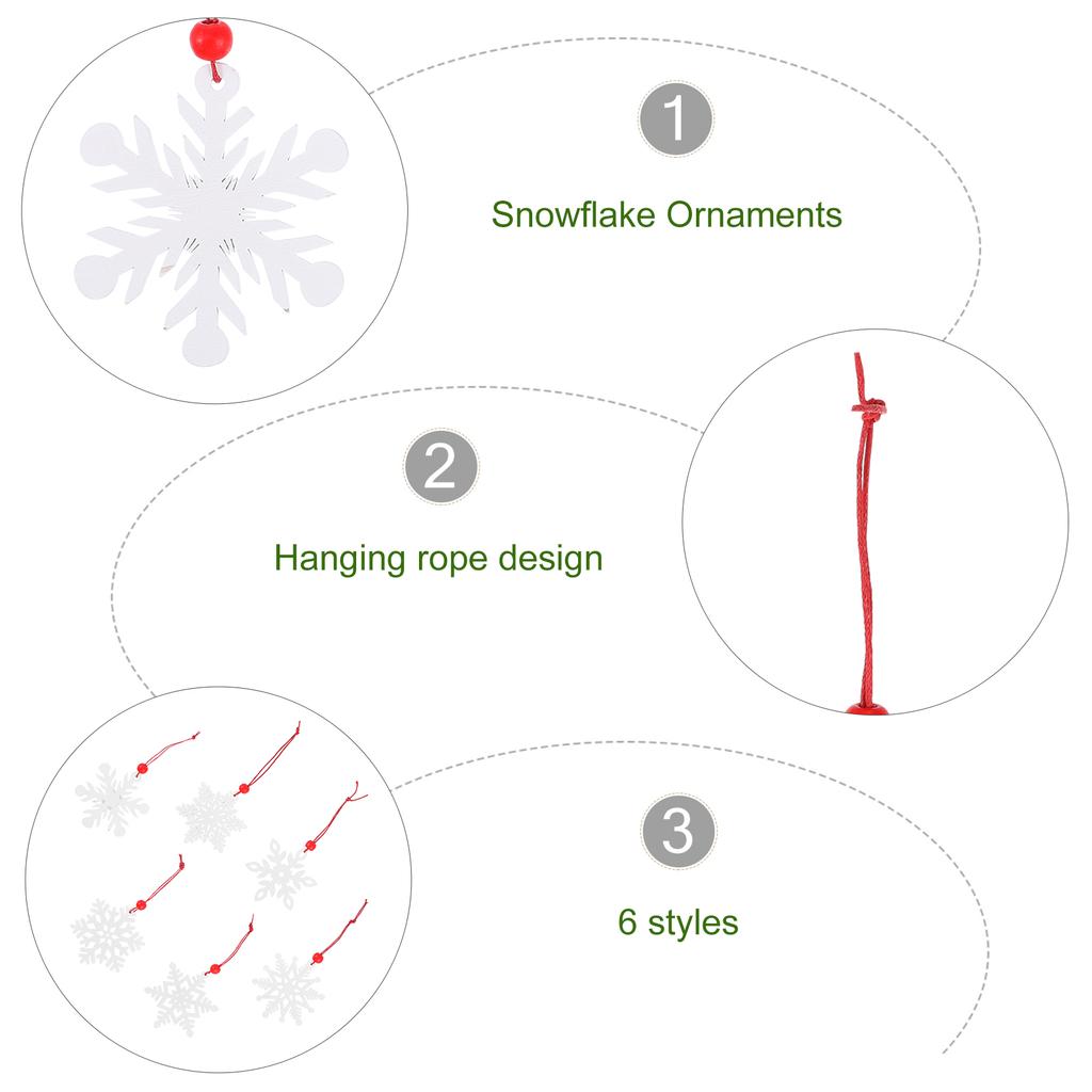 6Pcs Christmas Hanging Snowflake Ornaments Wooden Snowflake Pendant Decoration Xmas Tree Hanging Pendant Festive Accent