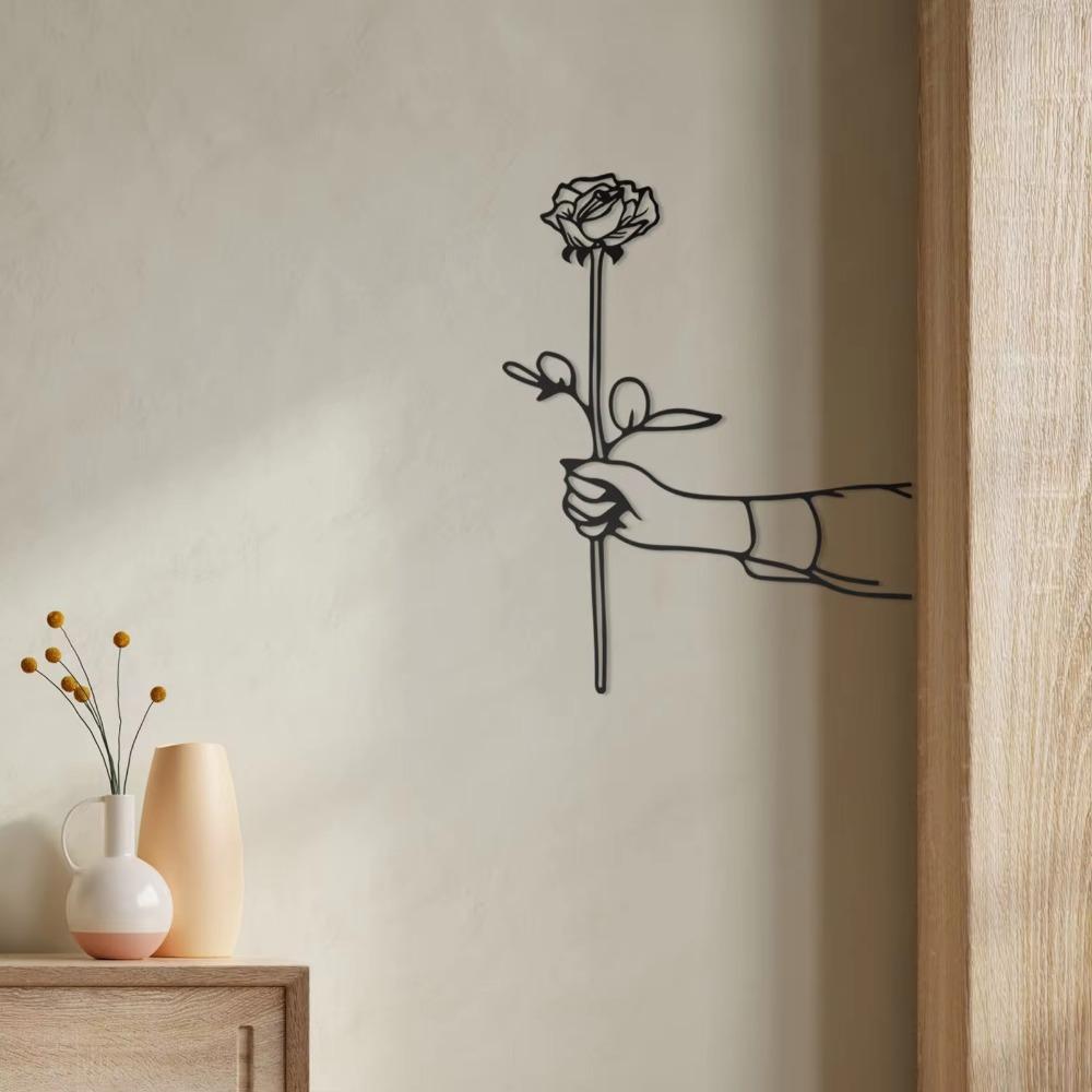 Металлический ручной розовый черный настенный декор - Минималистичная подвеска с линейным — фото 7