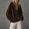 Women's Hooded Zip-Up Coat, Winter Casual Outerwear Jacket for Daily Wear