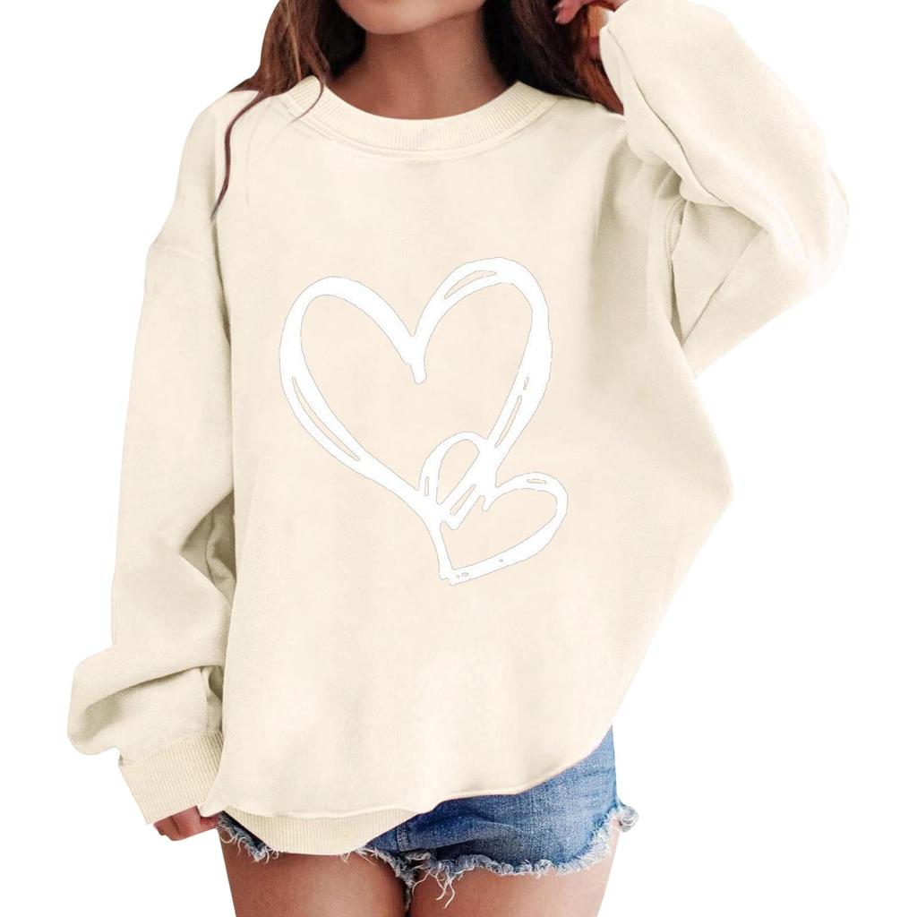 Girl's Sweatshirt, Long Sleeve, Neck Pullover, Cute Loose Neck Sweatshirt