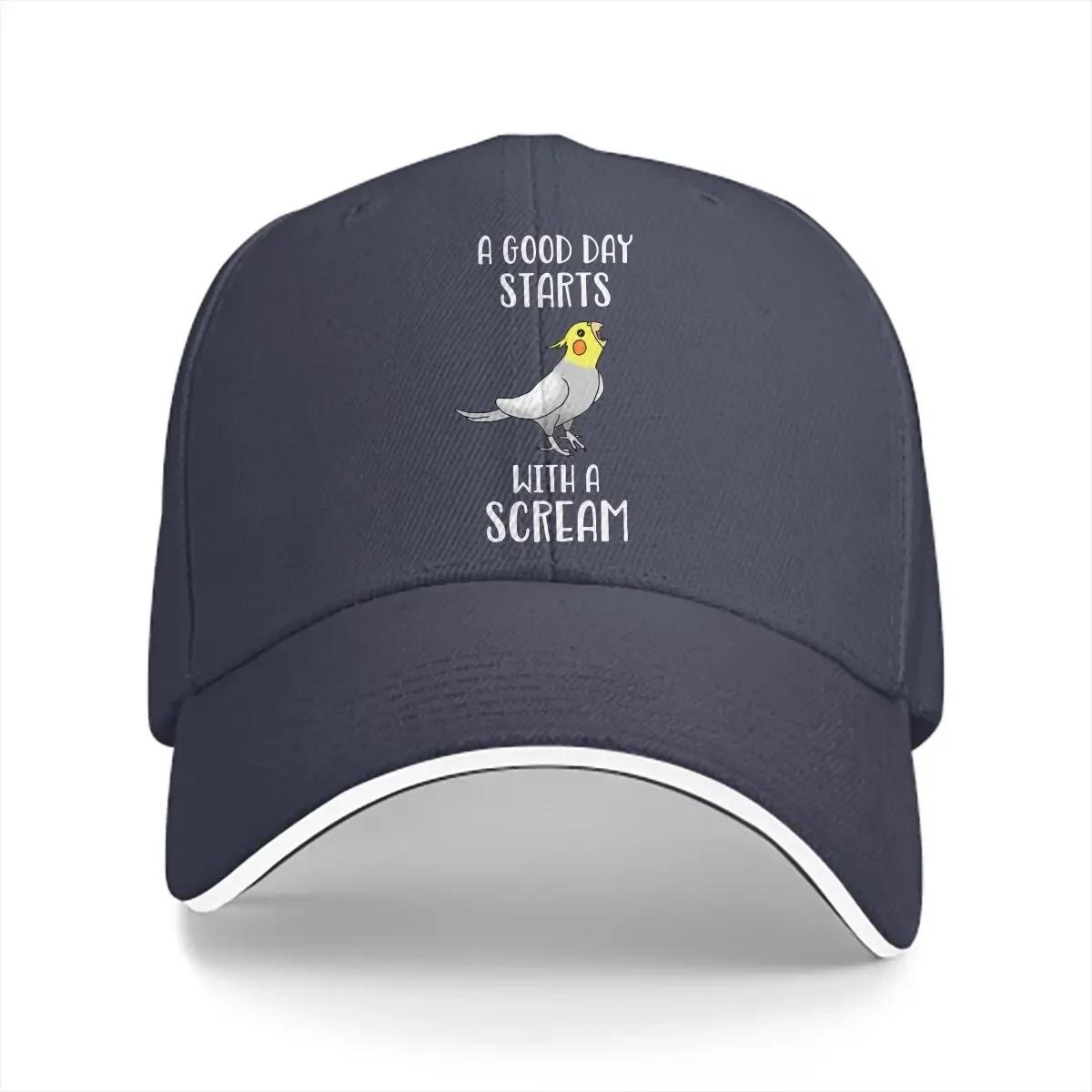 

Summer Cap Sun Visor A Good Day Start With a Scream Hip Hop Caps Parrot Birds Pet Cowboy Hat Peaked Hats One Size