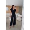 Tute Estive da Donna a Maniche Corte Larghe Eleganti con Scollo a V Incrociato Moda Ufficio Casual Semplici Tute Streetwear Salopette con Lacci Abbigliamento Donna