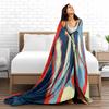 Red and Blue Portrait Blanket for All Seasons Blanket Lunch Break Throw Gift