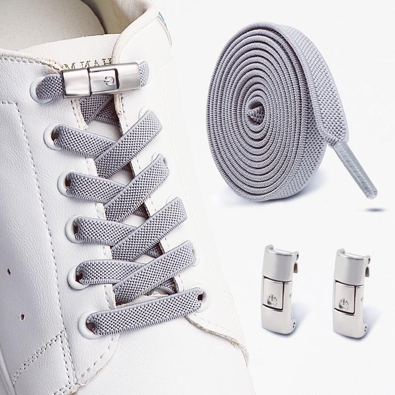 Flat Elastic Shoelace for Sneakers Sport Tieless Shoe Laces Press Lock No Tie Shoelaces One Size Fit All Adult Kids 1Pair/2Pair