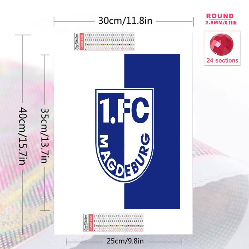 1.FC Magdeburg Pattern 3pcs 100% Round Full Drill 5D DIY Diamond Painting Embroidery Cross Stitch Rhinestone Décor