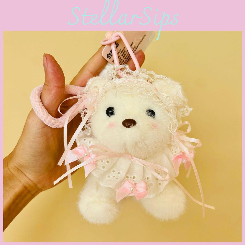 Lace Bow Cute Decoration Cartoon Plush Bear Doll Pendant Children Toy For Gift