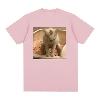 Kitty Cat Taking A Poop Kitten Joke T Shirts Men Women Funny Meme Short Sleeve T Shirt Summer Fashion Casual Cotton T-shirt Tops