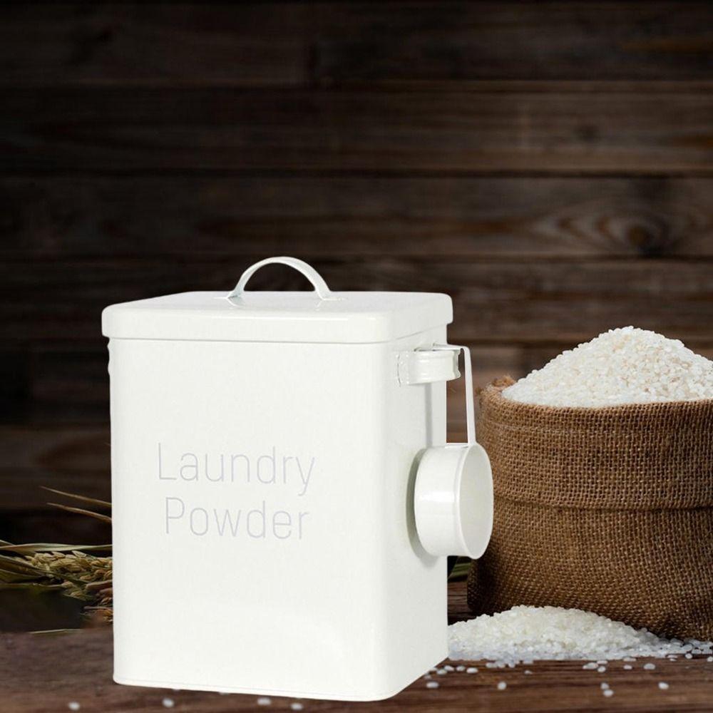 Lid Covered Tin Box Removable Washing Powder Box Laundry Container Washing Dispenser Sealed Box