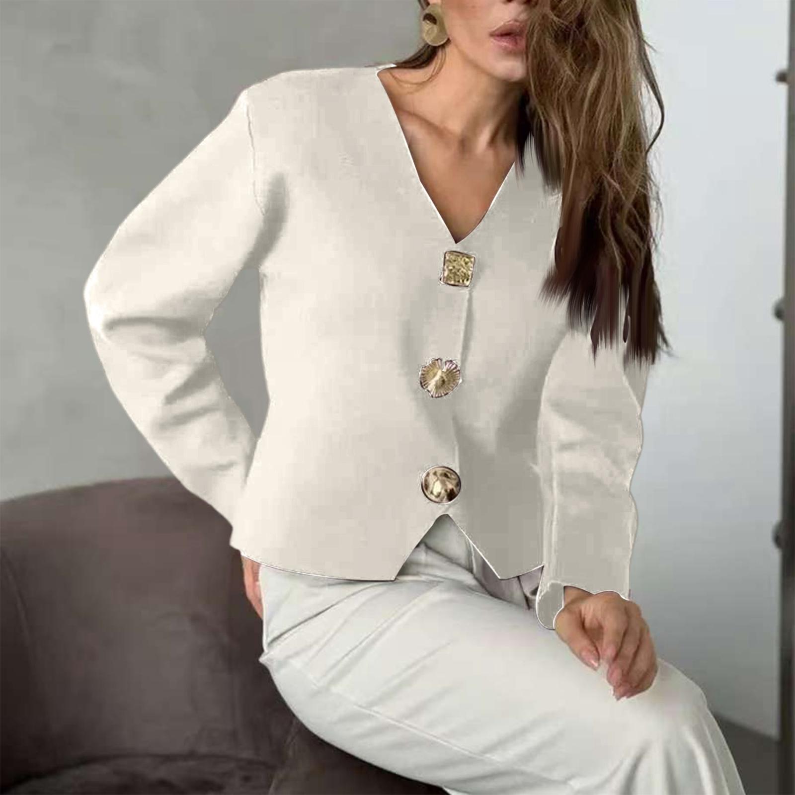 

Women s Fashionable Long Sleeve Elegant Commuting And Casual Top M білий