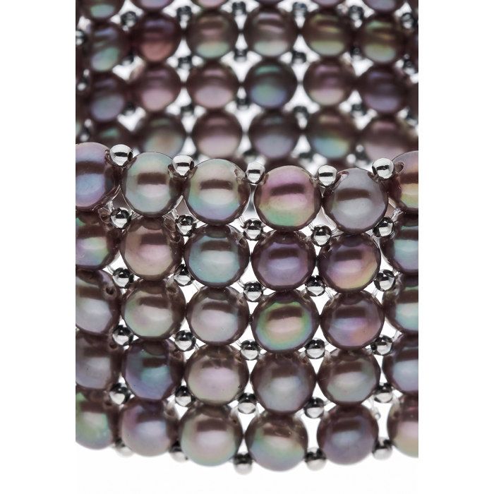 Bracelet - Pearls & Colors - Perle de Culture d'Eau Douce 3-4 mm Rondes - Perle Noire - Argent 925 - Qualité AAA+ - Femme