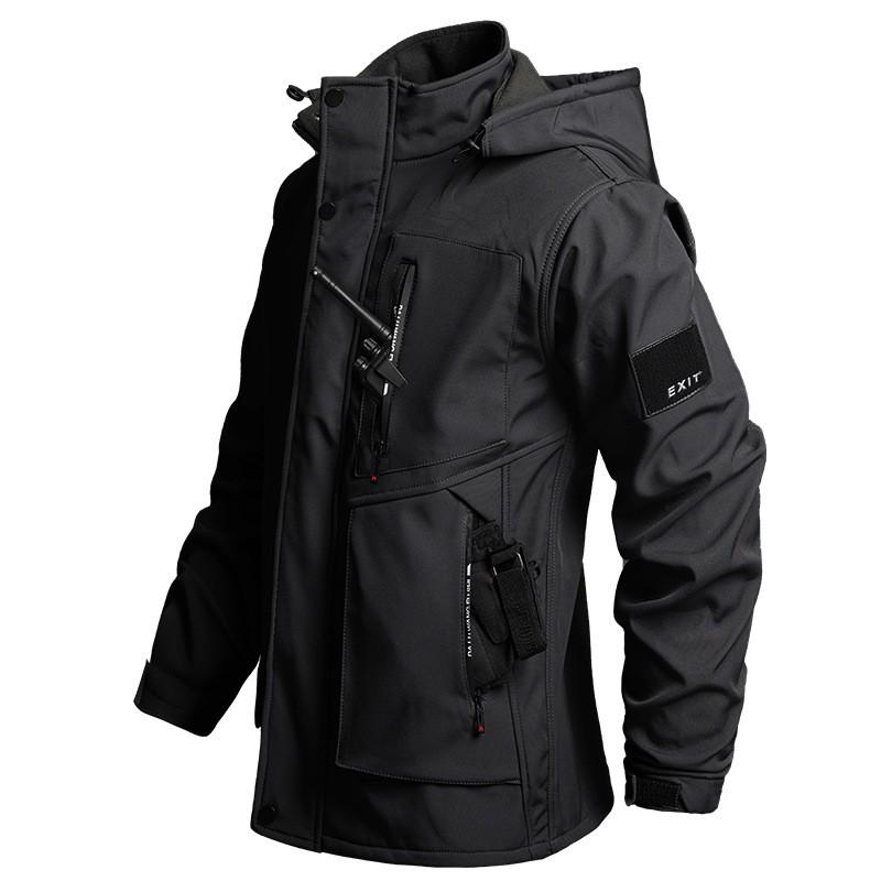 Mens Winter Waterproof Windproof Softshell Cycling Jacket Set Hooded Loose Fit Outdoor Hiking Riding Workwear