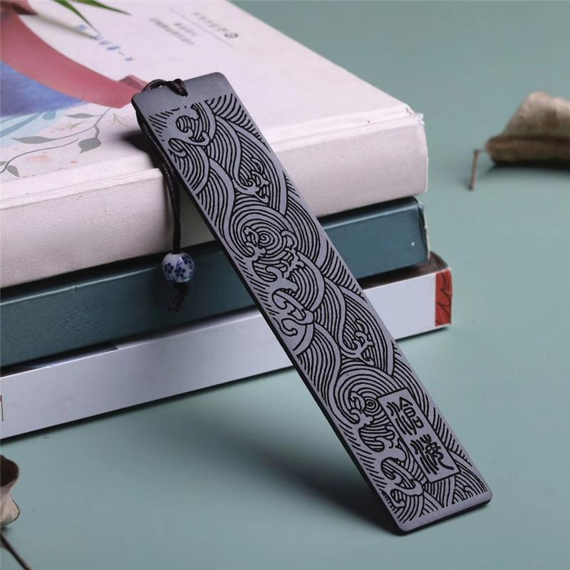 M-Modern-2Pcs Elegant Chinese Mahogany Carved Bookmarks, Retro Chinese Sandalwood Beautifully Carved Bookmarks
