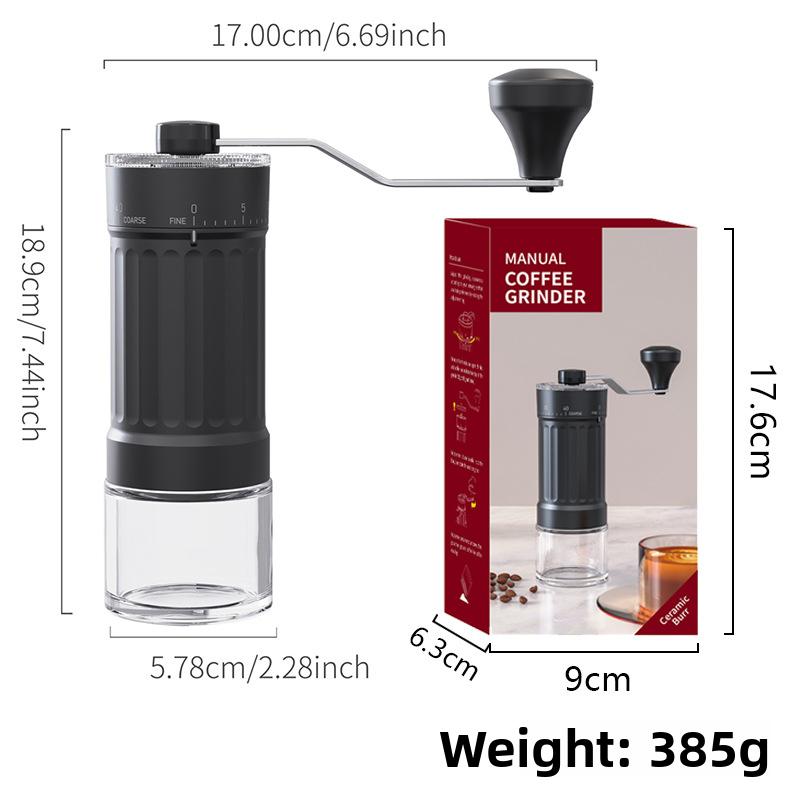 

Manual Hand Crank Coffee Grinder - Portable Adjustable Bean Mill with External Settings for Travel and Home Use чёрный