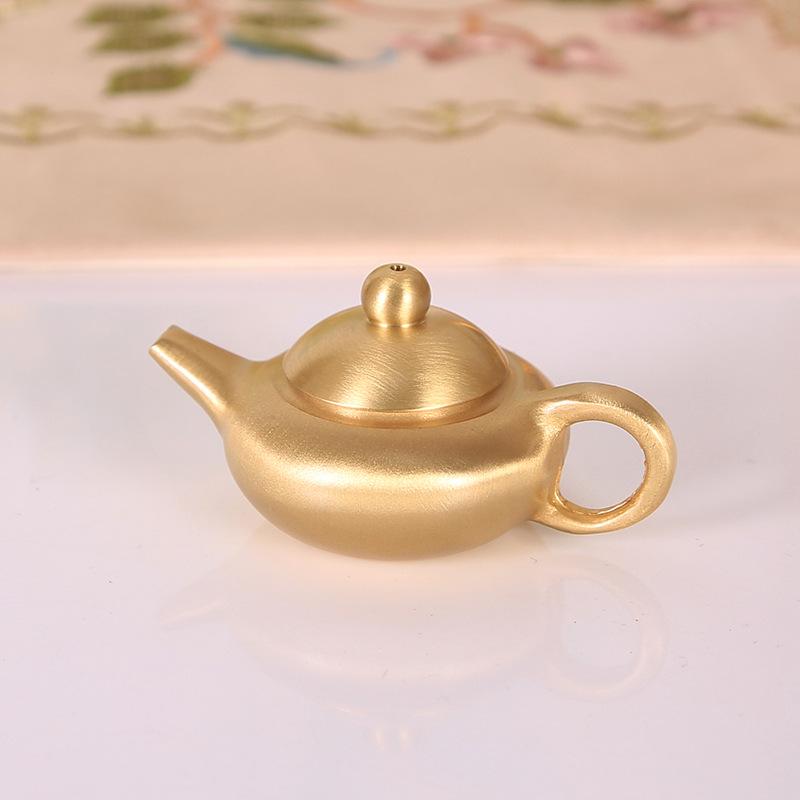 Bule pequeno de latão modelo criativo ornamento de mesa mini bule peça com alça de mão gadget retrô para estudo