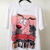 Vintage Courage the Cowardly Dog Cartoon Print Short Sleeve TShirt Retro Unisex Graphic Tee 90s Nostalgia Summer Streetwear Top