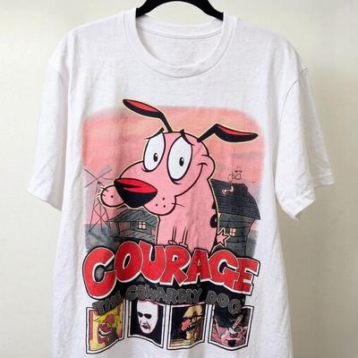 Vintage Courage the Cowardly Dog Cartoon Print Short Sleeve TShirt Retro Unisex Graphic Tee 90s Nostalgia Summer Streetwear Top