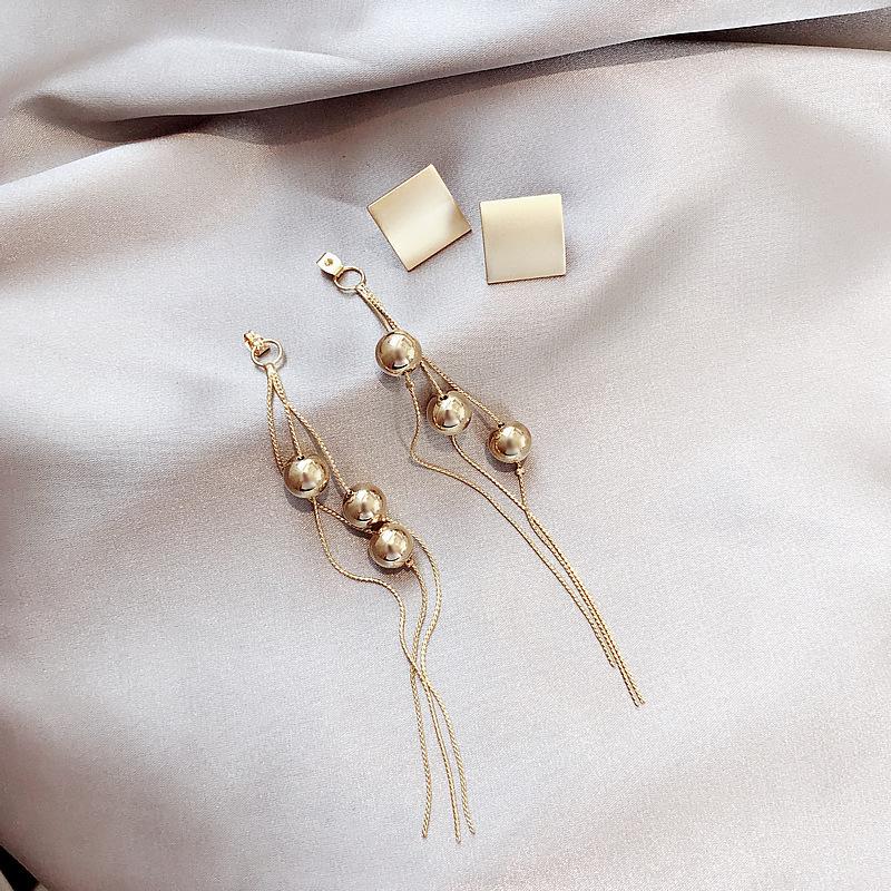 Korean High Sense New Tide Long Tassel Bead Temperament Earrings Female Personality Temperament Section Creative Earrings