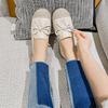 2024 Women Slip On Casual Loafers Hemp Woven Sole Single Shoe Ladies Shoes Female Leather Flats Shoes Plus Size 43 Fisherman's Shoes