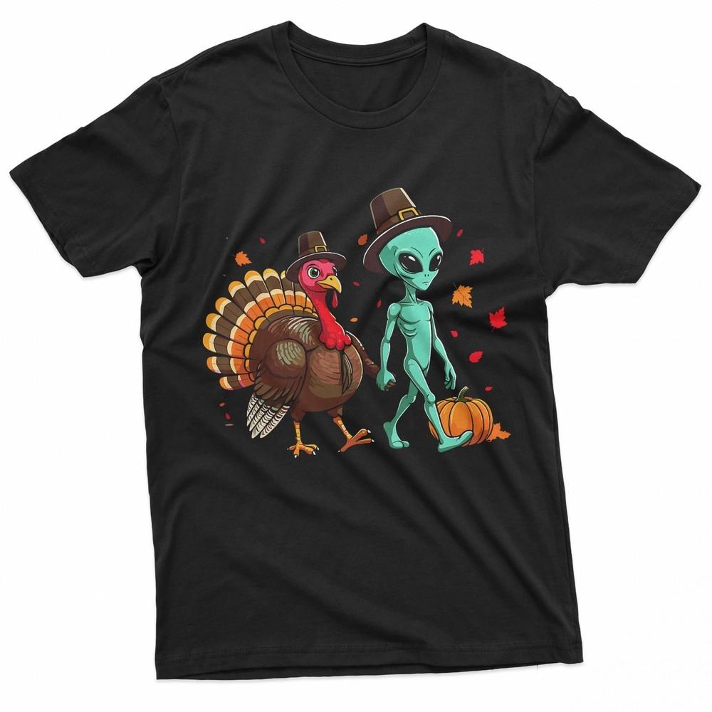 Alien Turkey pilgrim thanksgiving pumpkin kids alien fall TShirt Unisex T-Shirt XXXXL