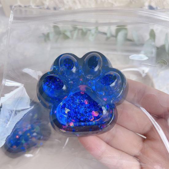 Clear Cat Paw Squeeze Toy Anxiety Stress Relief Glitter Kitten Paw Pinch Sensory Toy