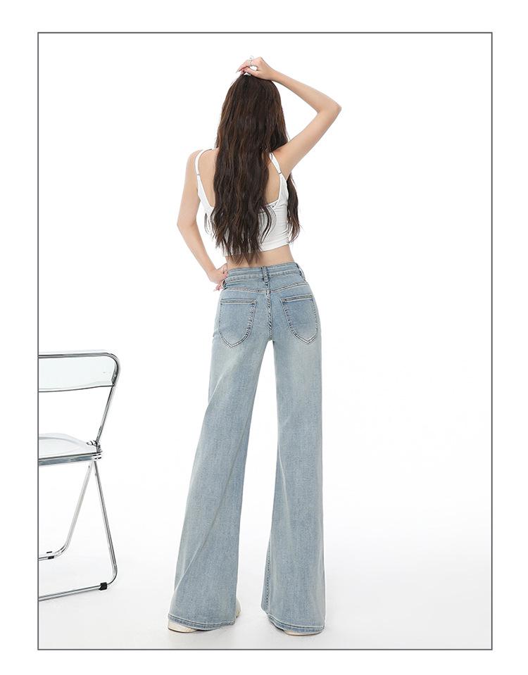 Women's Dark Blue Low-Rise Micro Flare Jeans - Autumn 2025 Slim Fit, Stretch Bell Bottoms