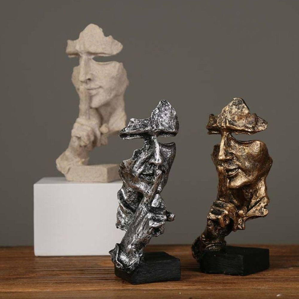 Abstract Statue Resin Desktop Ornaments Sculpture Miniature Figurines Face Character Nordic Art Crafts Office Home