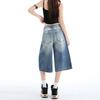 Trendy Summer Loose Fit Denim Cropped Capri Pants For Petite Ladies High Street Wide Leg Versatile Slimming FigureFlattering Casual Trousers