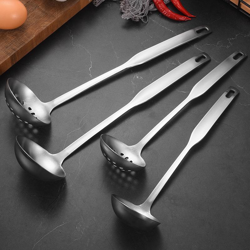 304 Stainless Steel Large Soup Ladle, Long Handle Skimmer, Porridge, and Congee Spoon for Household Use