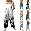 Lässiger Jumpsuit für Damen, ärmellos, Blumendruck, Baumwoll-Overall